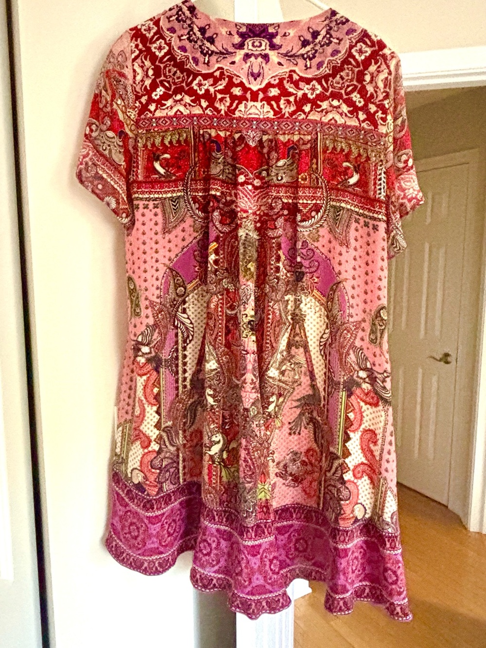 Camilla silk Paisley Short Sleeve dress - Pink & Purple - Picture 2 of 3